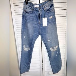 Forever 21 Baggy Jeans Womens 31 Tapered Loose High Rise Button Fly Ripped Denim